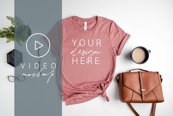 Download Video Mockup Video T Shirt Mockup Bella Canvas 3001 Mauve Etsy