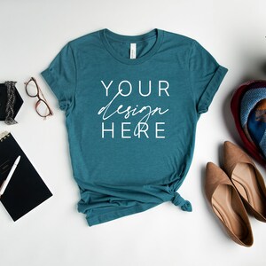 Bella Canvas 3001 Heather Deep Teal Mockup | Heather Deep Teal T Shirt Mockup | 3001 Heather Deep Teal Mockup | Shirt Mockup