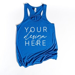 Bella Canvas Flowy Racerback Tank Mockup True Royal 8800 Mock Up | Summer SVG Mock Up | Women’s Tank Top Mockup 4th of July Tank
