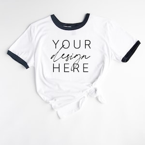 Anvil Ringer 988AN White and Black Mockup | Fall White and Black T Shirt Mockup | 988AN White and Black Mockup | Shirt Mockup | Anvil Ringer