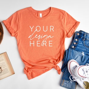 Bella Canvas 3001 Heather Orange Mockup | Halloween T Shirt Mockup | 3001 Fall Shirt Mockup | T-Shirt Mockup | Bella Canvas Mockup