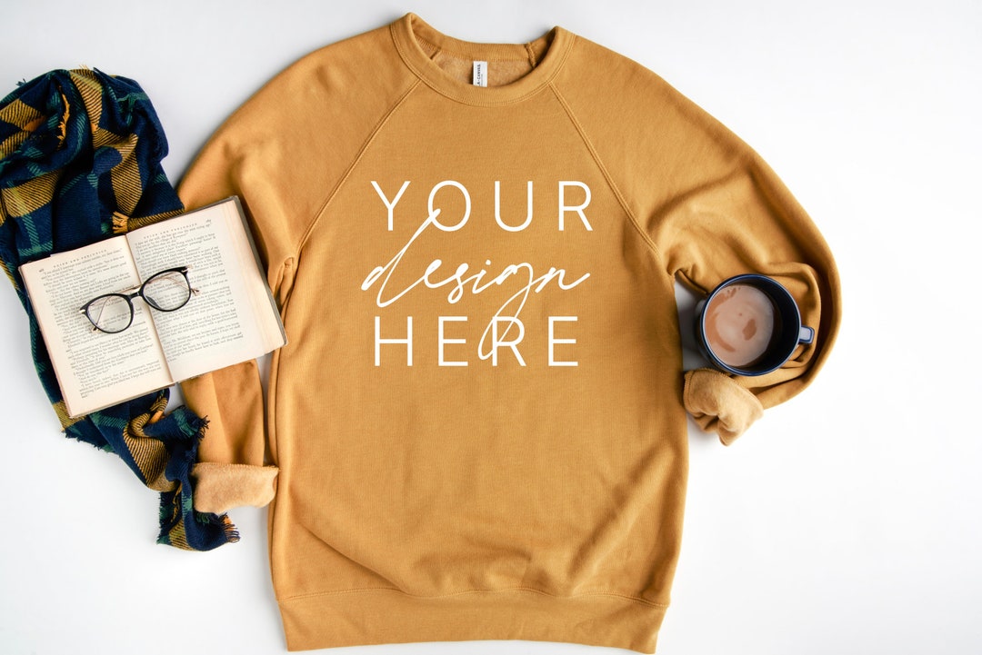 Bella Canvas 3901 Heather Mustard Mockup | Heather Mustard Sweatshirt ...