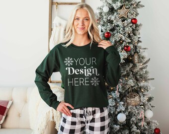 Christmas Mockup | Forest Gildan 18000 Mockup | Holiday Sweatshirt Mockup | Christmas Sweatshirt Mockup | Christmas Mockups