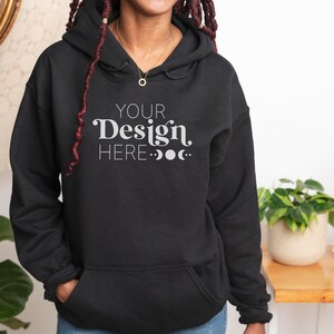 18500 Black Hoodie Mockup | Gildan Black G185 Sweatshirt Unisex Hoodie | Model Mock Up Winter Christmas Mockup