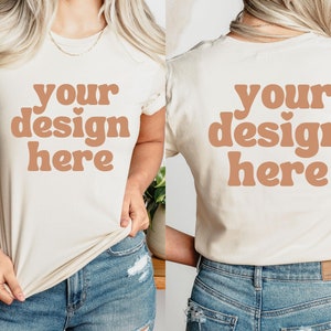 Front and Back Bella Canvas 3001 Soft Cream Mockup, Backside Mockup, Front Back Mockup 3001, Soft Cream T Shirt Mock Up, Model Mockup