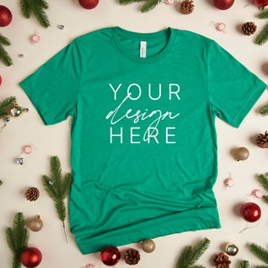 Christmas Shirt Mockup | Christmas TShirt Mockup 3001 Bella Canvas Mockup | 3001 Heather Kelly Mockup
