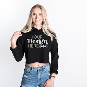 Bella Canvas 7502 Mockup Shirt Mockup on a White Background Crop Top Hoodie | Model Mockup | Print on Demand Mockup