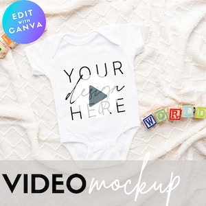 Rabbit Skins 4400 Short Sleeve Baby Bodysuit Mockup White | Video Mockup | Animated Mockup | Newborn Mockup | Infant Mockup | Rabbit Skins