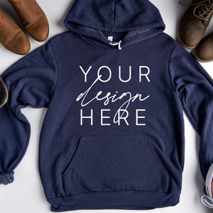 Bella Canvas 3719 Heather Navy Mockup |  Heather Navy Hoodie Mockup | 3719  Heather Navy Mockup | Shirt Mockup | Bella Canvas Mockups