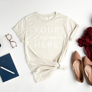 Bella Canvas 3413 Oatmeal Triblend Mockup |  Oatmeal Triblend T Shirt Mockup | 3413  Oatmeal Triblend Mockup | Shirt Mockup | Bella Canvas