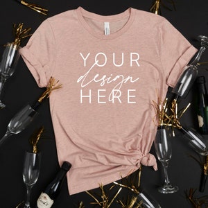 3001 Mockup | Bella Canvas Mockup Prism Peach | T-Shirt Mockup | Bella Canvas 3001 Heather Prism Peach | New Years Mockup