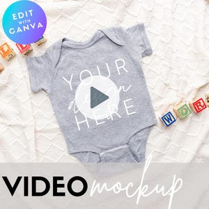 Rabbit Skins 4400 Short Sleeve Baby Bodysuit Mockup Heather | Video Mockup | Animated Mockup | Newborn Mockup | Infant Mockup | Rabbit Skins