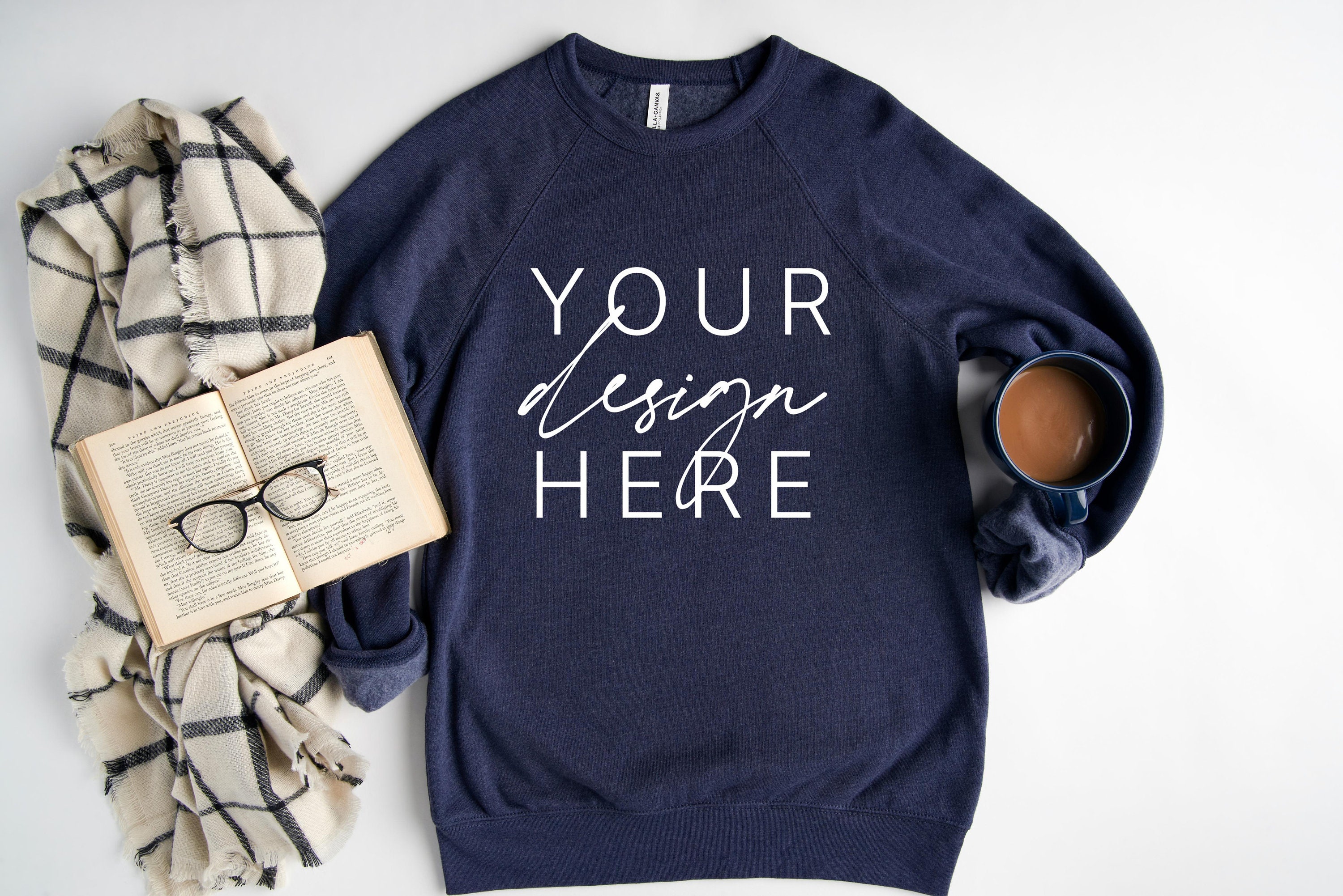 Bella Canvas 3901 Heather Navy Mockup Heather Navy | Etsy