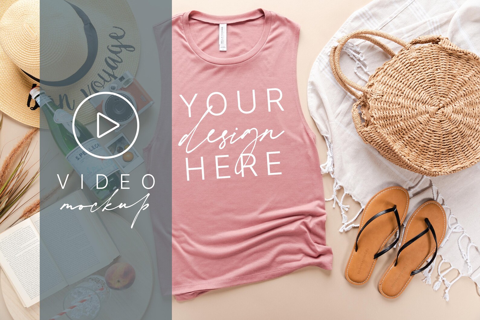 Download Video Mockup Bella Canvas 8803 Mockup Mauve Muscle Tank | Etsy