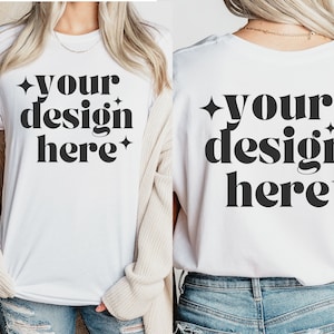 Front and Back Bella Canvas 3001 White Mockup, Backside Mockup, Front Back Mockup 3001, White T Shirt Mock Up, Model Mockup