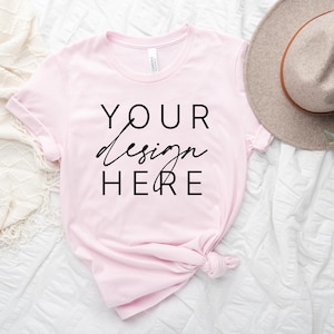 Bella Canvas 3001 Pink Mockup | Flat Lay Mock Up | Bella Canvas Flat Lay | 3001 Mockup | Pink T Shirt Mockup