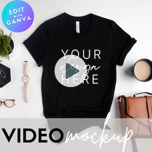Video Mockup | Video T Shirt Mockup | Bella Canvas 3001 Black Mockup | 3001 Mockup | 3001 Video Mockup | Bella Canvas Mockup