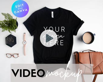 Video Mockup | Video T Shirt Mockup | Bella Canvas 3001 Black Mockup | 3001 Mockup | 3001 Video Mockup | Bella Canvas Mockup