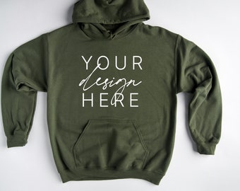 Gildan 18500 Military Green Mockup |  Military Green Hoodie Mockup | 18500  Military Green Mockup | Shirt Mockup | Gildan Mockups