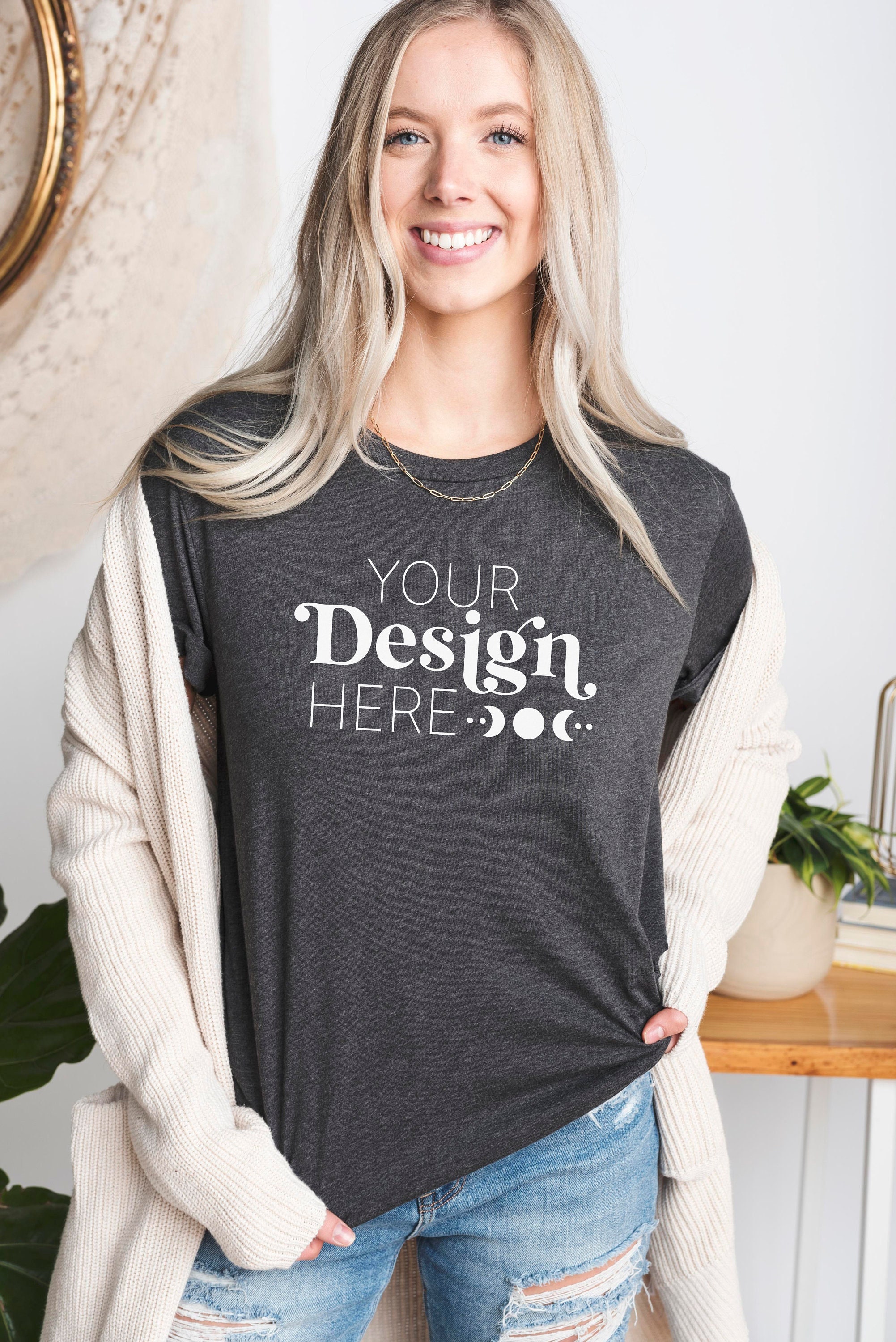 Bella Canvas 3001 Mockup Heather Dark 