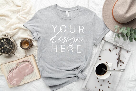 Bella Canvas 3001 Mockup | 3001 Athletic Heather Mockup | Grey T Shirt Mockup | Mock Up | Digital Mockup | Flat Lay Mockup