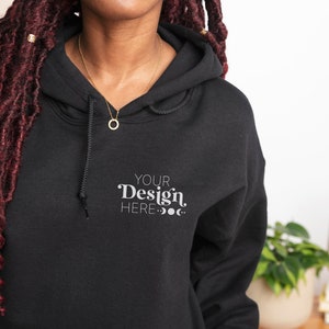 Model Mockup | Boho Mockup | Gildan 18500 Black Mockup |  Black Hoodie Mockup | 18500  Black Mockup | Shirt Mockup | Gildan Mockups