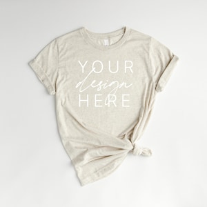 Bella Canvas 3413 Oatmeal Triblend Mockup |  Oatmeal Triblend T Shirt Mockup | 3413  Oatmeal Triblend Mockup | Shirt Mockup | Bella Canvas