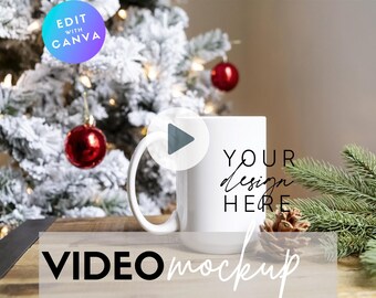 Video mockup | Christmas 15 oz mug mockup | Blank Christmas Cup Mockup | Christmas Mug Mockup | Blank Mug | White Mug Mockup | Christmas SVG