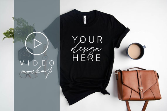 Download Video Mockup Video T Shirt Mockup Bella Canvas 3001 Black Etsy