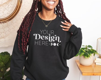 Gildan 18000 Mockup | Gildan Black Sweatshirt Mockup | Sweatshirt Model Mockup | Gildan Sweatshirt Mockup | Black Sweatshirt Mockup