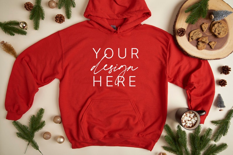 Download Gildan 18500 Red Mockup / Red Sweatshirt Mockup / Red ...
