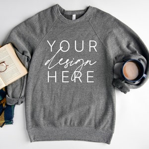Bella Canvas 3901 Deep Heather Mockup |  Deep Heather Sweatshirt Mockup | 3901  Deep Heather Mockup | Shirt Mockup | Bella Canvas Mockups