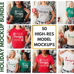 Bella Canvas 3001 Christmas Mockup Bundle | Christmas Shirt Mockup | Christmas TShirt Mockup | Model Mockup | Bella Canvas 3001 Mockups