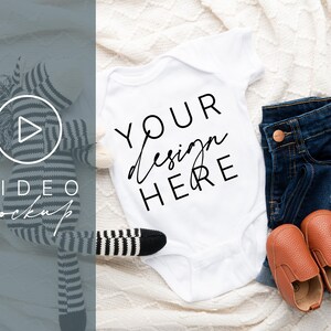 Video Mockup | Rabbit Skins 4400 Mockup | 4400 White Mockup | 4400 Mockup | Rabbit Skins Mockup | Infant Bodysuit Mockup | White Bodysuit