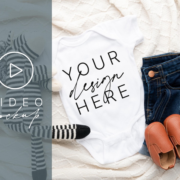 Video Mockup | Rabbit Skins 4400 Mockup | 4400 White Mockup | 4400 Mockup | Rabbit Skins Mockup | Infant Bodysuit Mockup | White Bodysuit