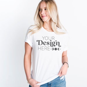 Bella Canvas 3001 Mockup | Bella Canvas White Shirt | Tshirt Mockup | White Shirt Mockup | Model Mockup | Spring Shirt Mockup