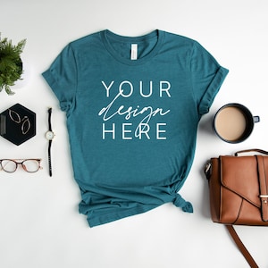 Bella Canvas 3001 Heather Deep Teal Mockup | Heather Deep Teal T Shirt Mockup | 3001 Heather Deep Teal Mockup | Shirt Mockup