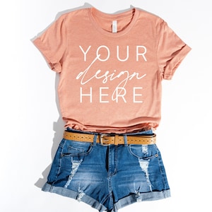 Bella Canvas 3001 T-Shirt Heather Sunset Summer | bella canvas 3001 Heather Sunset | Bella Canvas Mockup | tshirt mockup