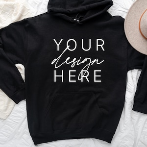 Gildan 18500 Hooded Sweatshirt Black Hoodie Mockup | Flat Lay Mockup | Digital Flat Lay | Black Hoodie Mockup Gildan Mockup