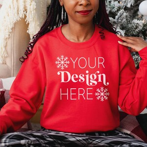 Red Sweatshirt Mockup | Gildan 18000 Red | Christmas Mockup | Heavy Blend Sweatshirt Mockup | Diverse Model Holiday Mockups