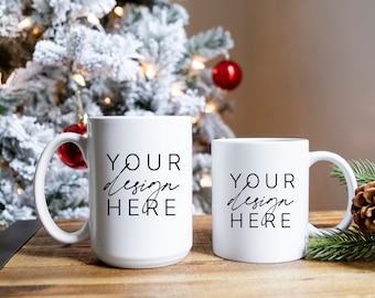 Christmas Mug Mockup | Blank White Christmas Coffee Cup Mockup | Christmas Mug  | Blank Mug | Winter Mockup | blank mug | 11oz and 15oz