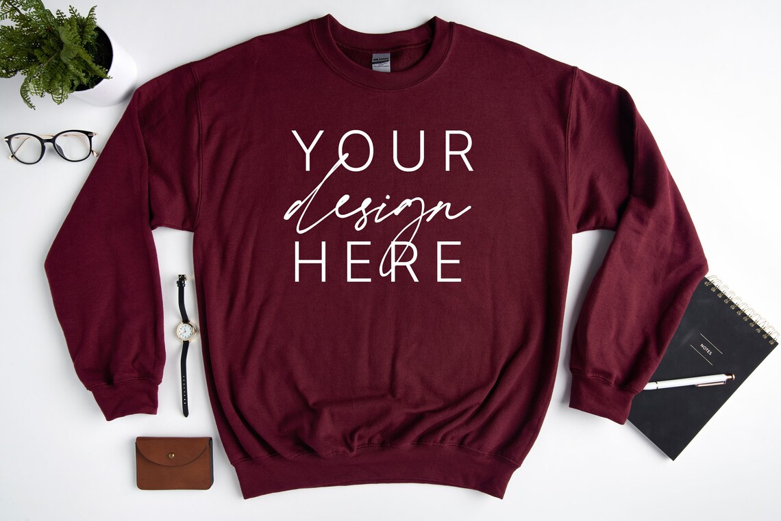 Download Gildan 18000 Maroon Mockup Maroon Sweatshirt Mockup 18000 | Etsy