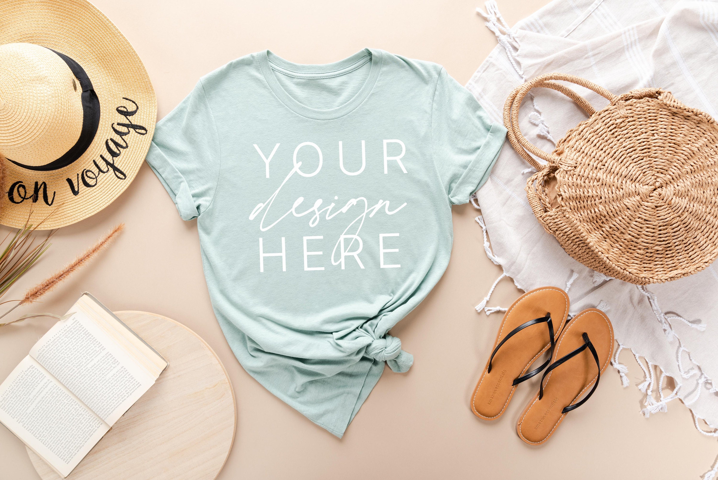 Heather Prism Dusty Blue Bella Canvas 3001 Mockup Flat Lay - Etsy UK