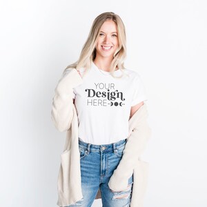 Bella Canvas 3001 Mockup | Bella Canvas White Shirt | Tshirt Mockup | White Shirt Mockup | Model Mockup | Spring Shirt Mockup