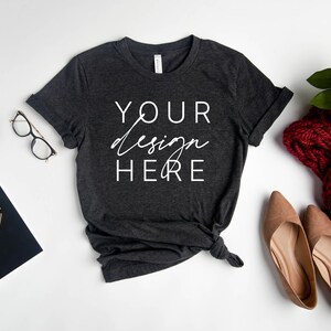 Bella Canvas 3001 Dark Grey Heather Mockup | Fall T Shirt Mockup | 3001 Dark Grey Heather Mockup | Shirt Mockup | Bella Canvas Mockup