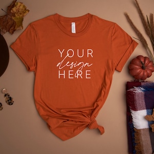 Bella Canvas 3001 Burnt Orange Mockup | Fall Burnt Orange T Shirt Mockup | 3001 Burnt Orange Mockup | Shirt Mockup | Bella Canvas Mockups