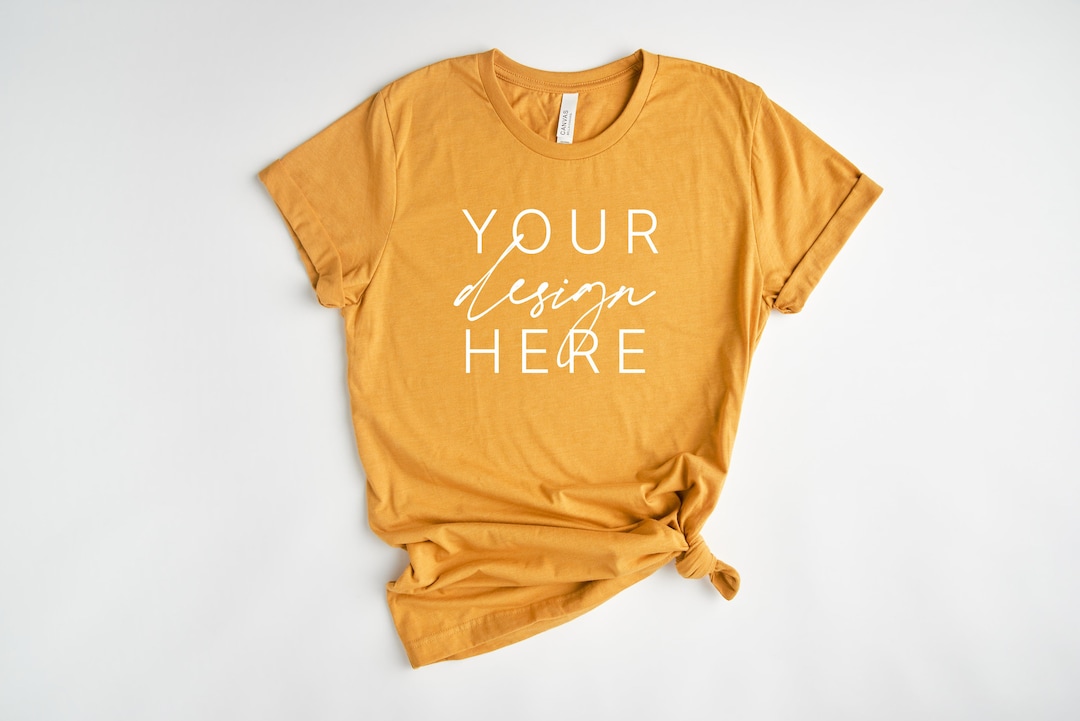 Bella Canvas 3001 Heather Mustard Mockup | Heather Mustard T Shirt ...