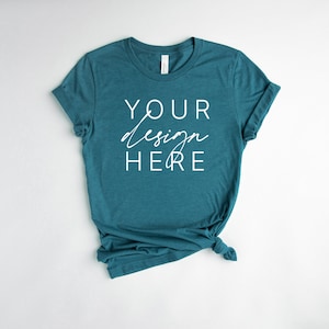 Bella Canvas 3001 Heather Deep Teal Mockup | Heather Deep Teal T Shirt Mockup | 3001 Heather Deep Teal Mockup | Shirt Mockup