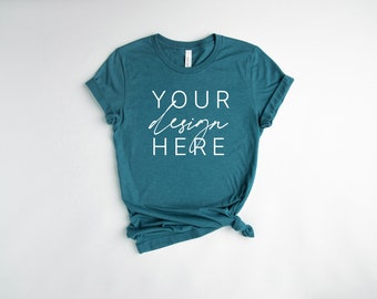 Bella Canvas 3001 Heather Deep Teal Mockup | Heather Deep Teal T Shirt Mockup | 3001 Heather Deep Teal Mockup | Shirt Mockup