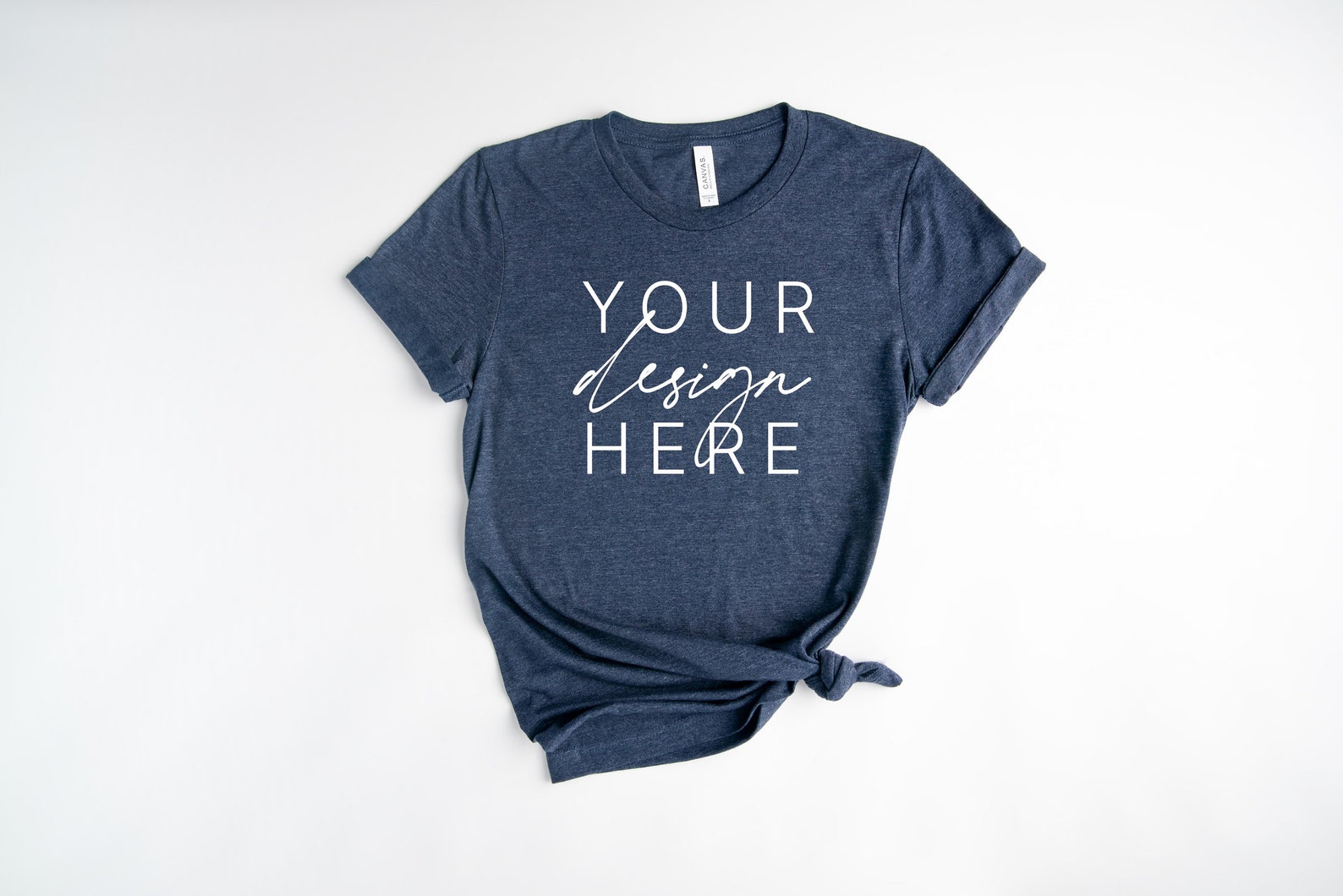 Bella Canvas 3001 Heather Midnight Navy Mockup | Heather Midnight Navy ...